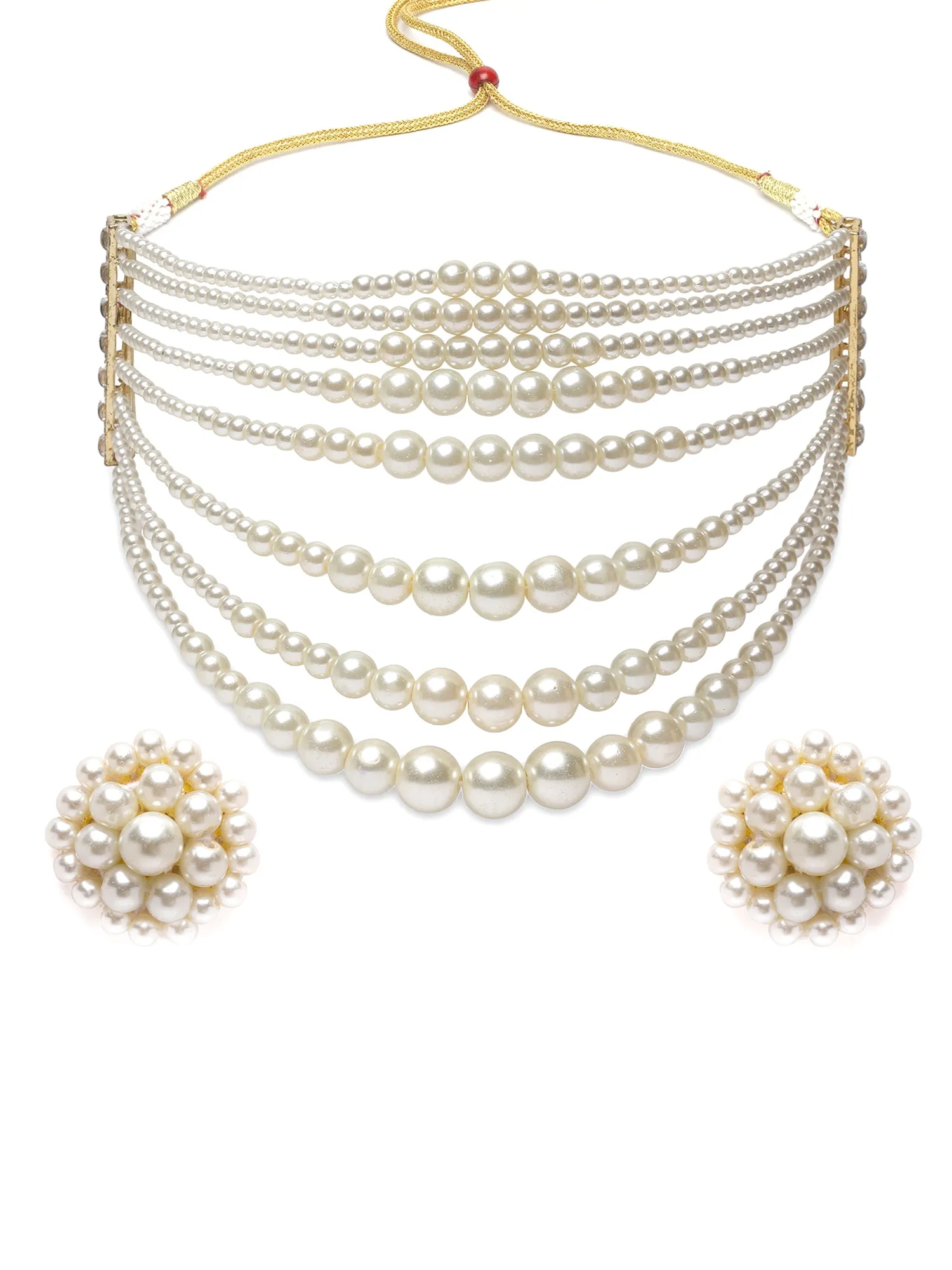 Multi layer Pearl Necklace Choker set
