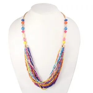 MULTICOLOR BEADS GOLD LAYER NECKLACE #N-E2204 GLD MULTI (NA18)