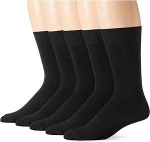New Amazon Essentials Men's 5-Pack Solid Dress Socks, Black, Sz 13-15