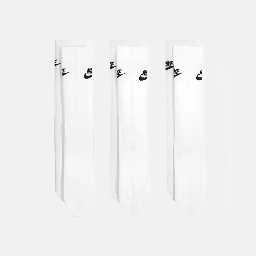 Nike Sportswear Everyday Essential Crew Socks (3 Pairs) -White/Black