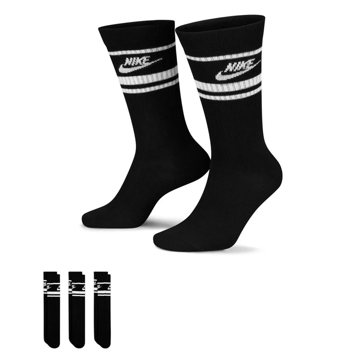 Nike - Sportswear Everyday Essential Mens Crew Socks Black 3 Pack