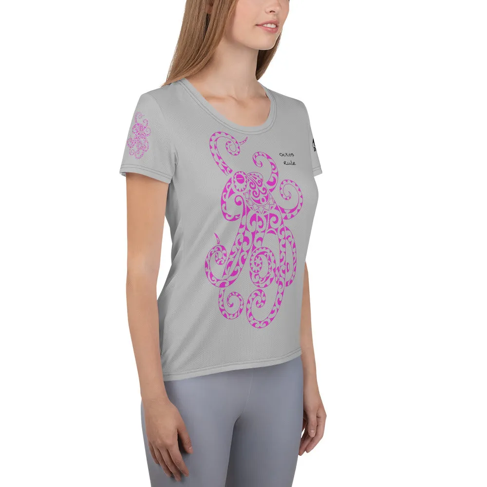 Octos Rule Light Gray All-Over Print Women's Athletic T-shirt
