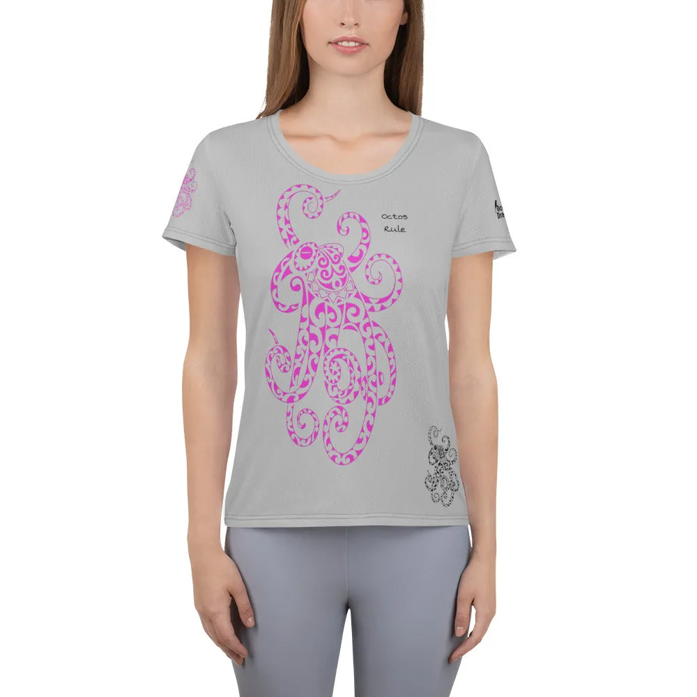 Octos Rule Light Gray All-Over Print Women's Athletic T-shirt