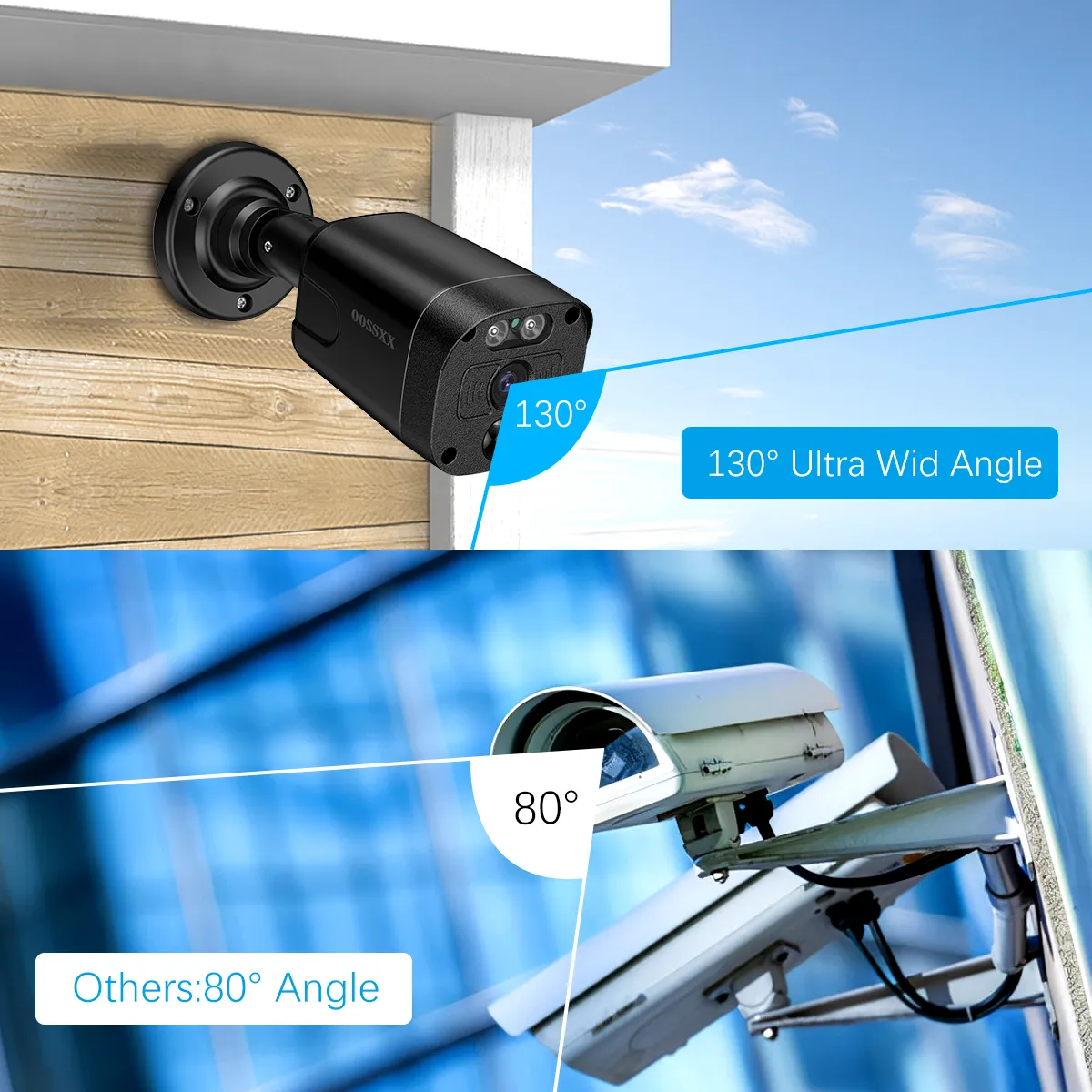 OOSSXX Black Extend Camera 4K POE 4K PIR POE Extend Camera Outdoor Indoor Video Surveillance Security Waterproof Wired POE Camera, Home IP 4K 8MP Camera, Night Vision, Just Extend POE Kits