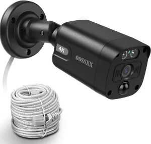 OOSSXX Black Extend Camera 4K POE 4K PIR POE Extend Camera Outdoor Indoor Video Surveillance Security Waterproof Wired POE Camera, Home IP 4K 8MP Camera, Night Vision, Just Extend POE Kits