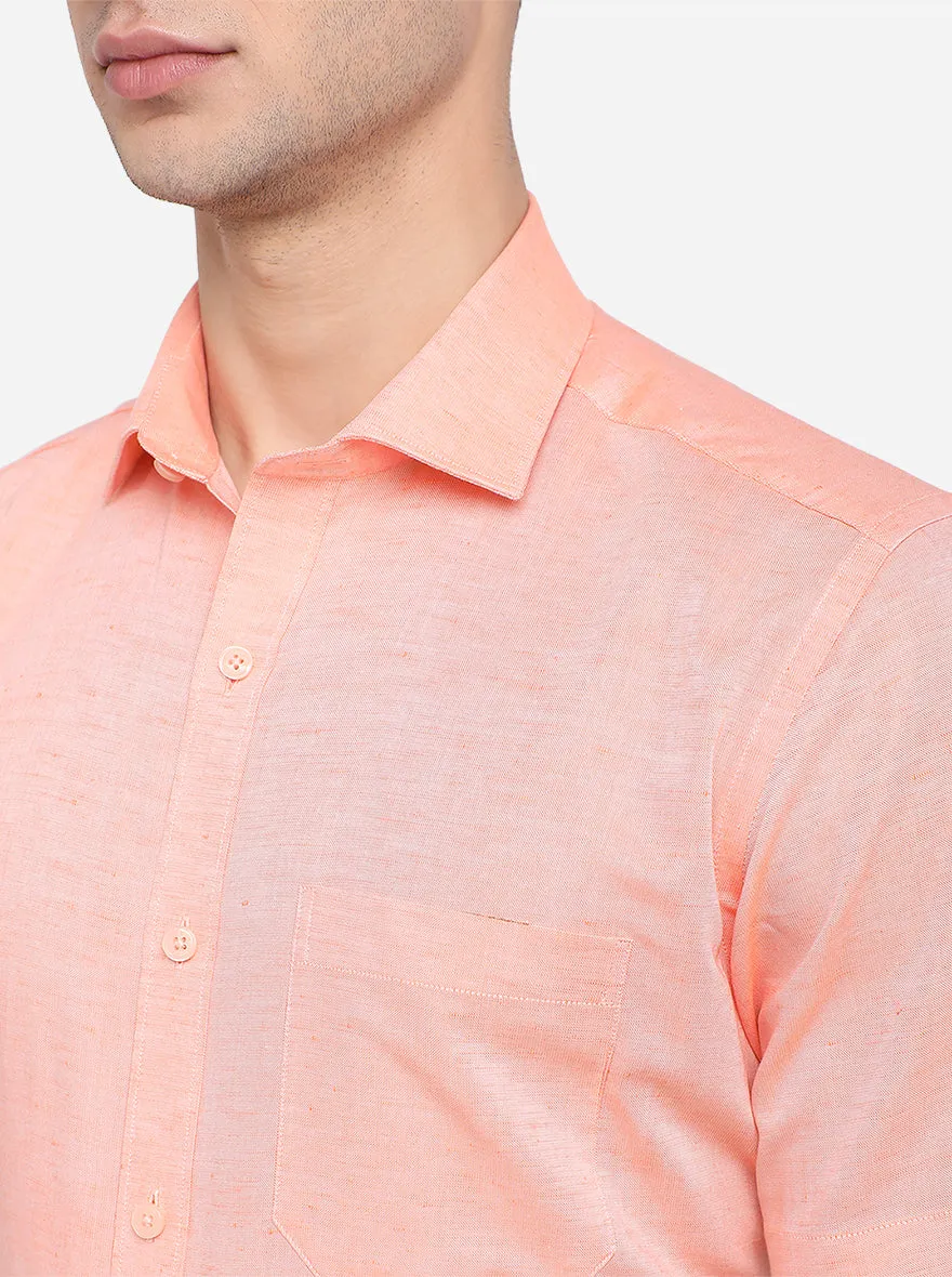 Orange Solid Regular Fit Formal Shirt | JadeBlue