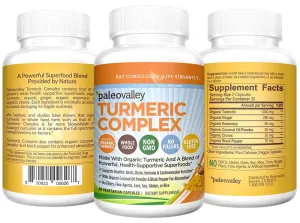 Paleovalley - Complejo de cúrcuma orgánica (60 unidades) - Suministro de 30 días - 1000 Mg de cúrcuma por porción - Fuente de superalimentos - Formulado para combatir la inflamación y el daño de ADN