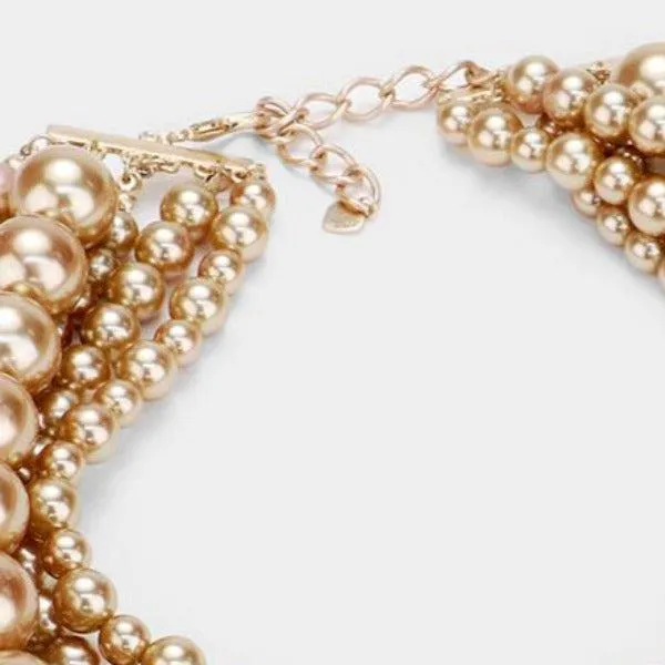 Pearl (faux) Gold Collar Necklace Set