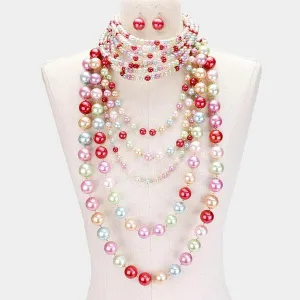 Pearl (faux) Multi Color Choker & Layered Pearl Armor Set
