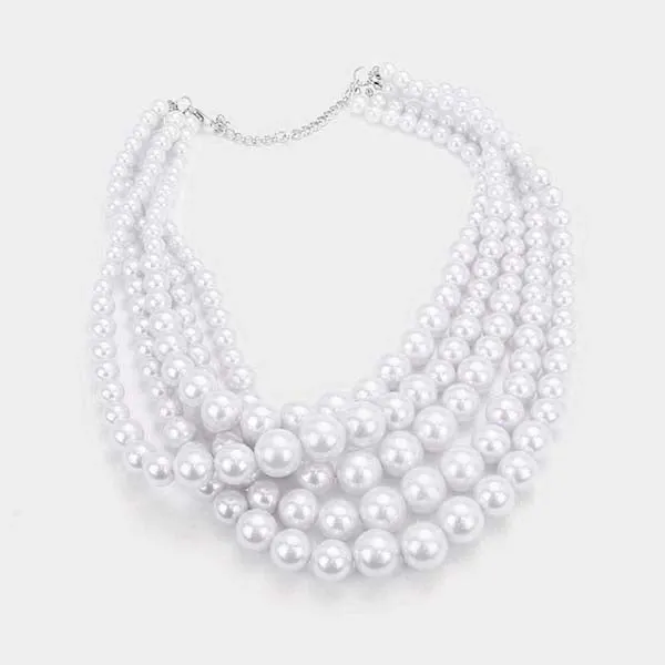 Pearl (faux) White Necklace & Earring Set