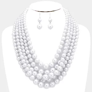 Pearl (faux) White Necklace & Earring Set