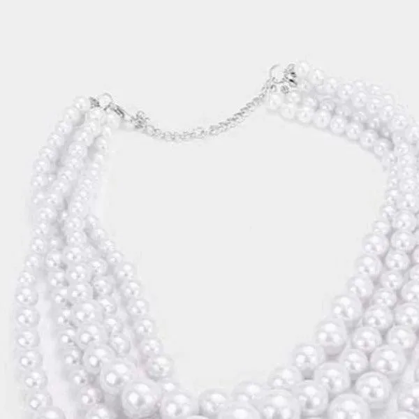 Pearl (faux) White Necklace & Earring Set