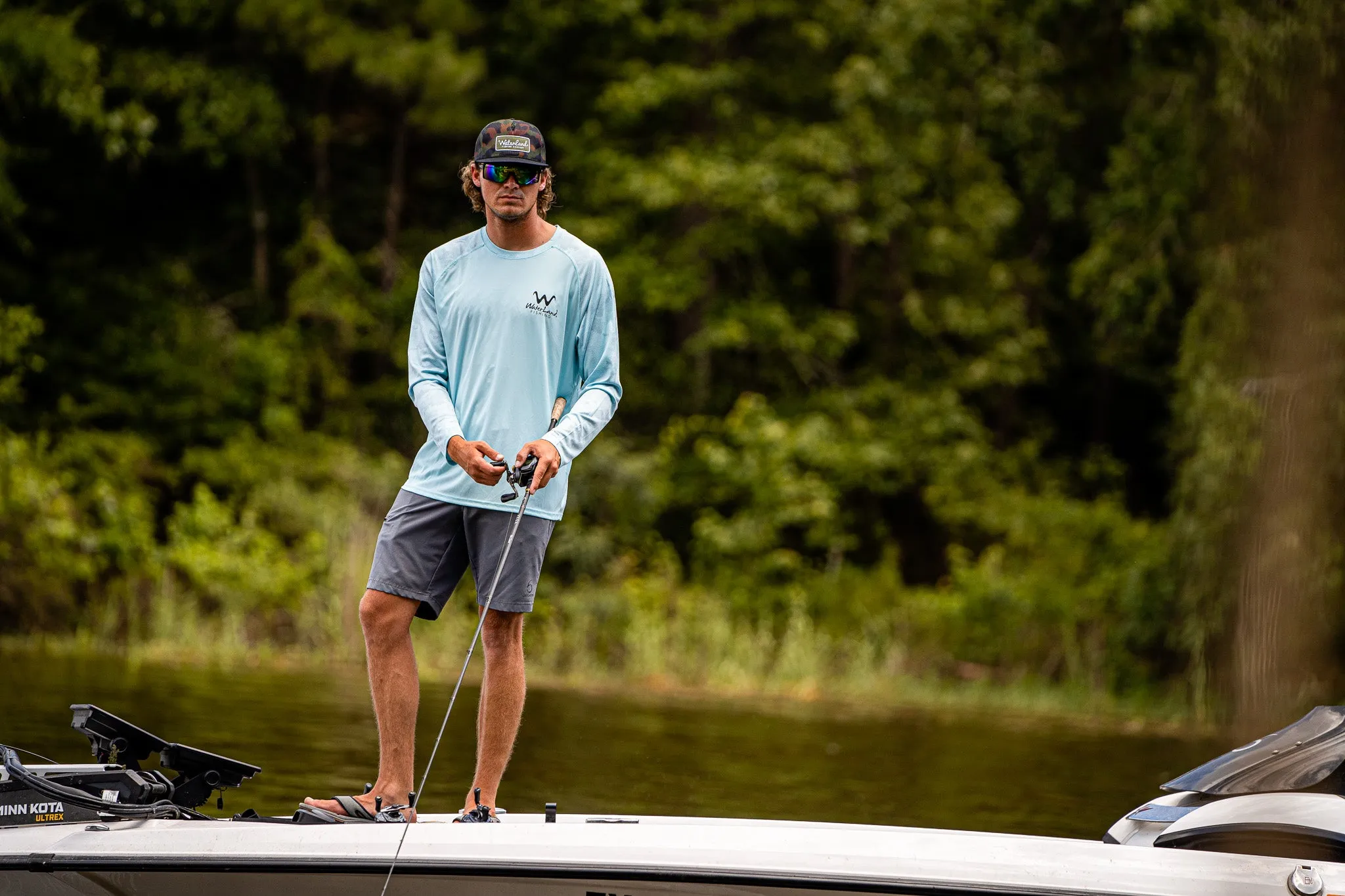 Performance Camo Long Sleeve - Aqua Blue