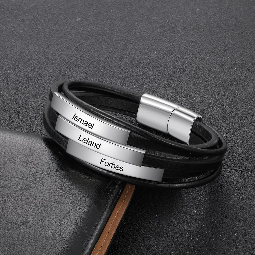 Personalized Multi Layer Name Engraving Bracelets