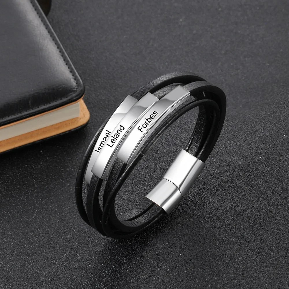 Personalized Multi Layer Name Engraving Bracelets