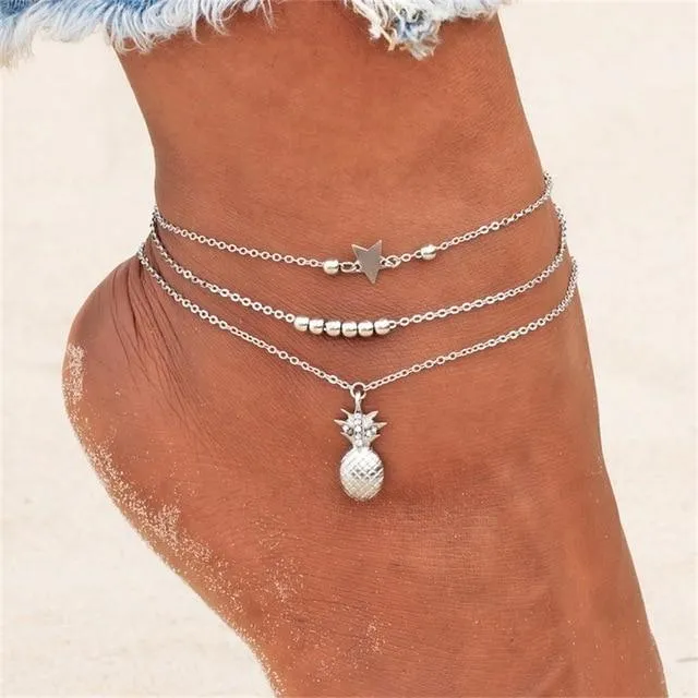 Pineapple Pendant Anklets