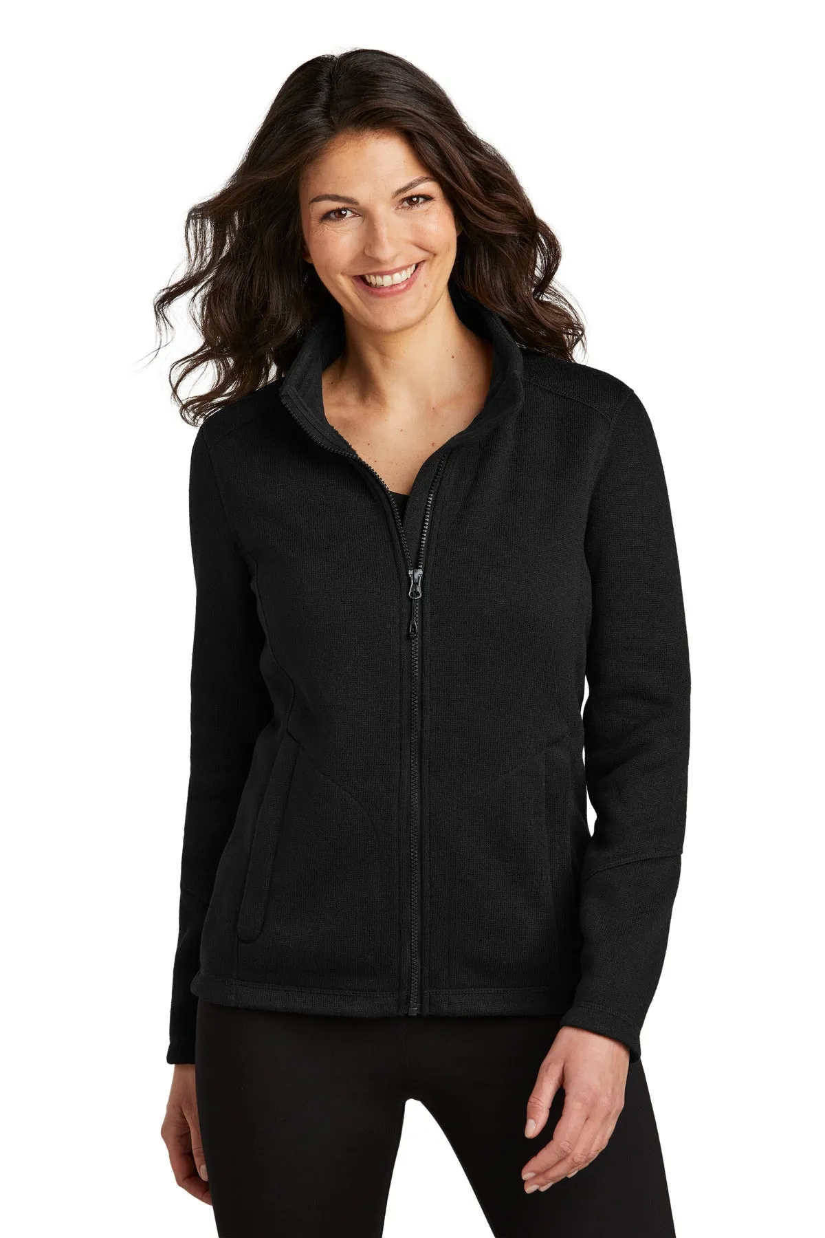 Port Authority Women's Arc Sweater Fleece Jacket L428 Deep Black
