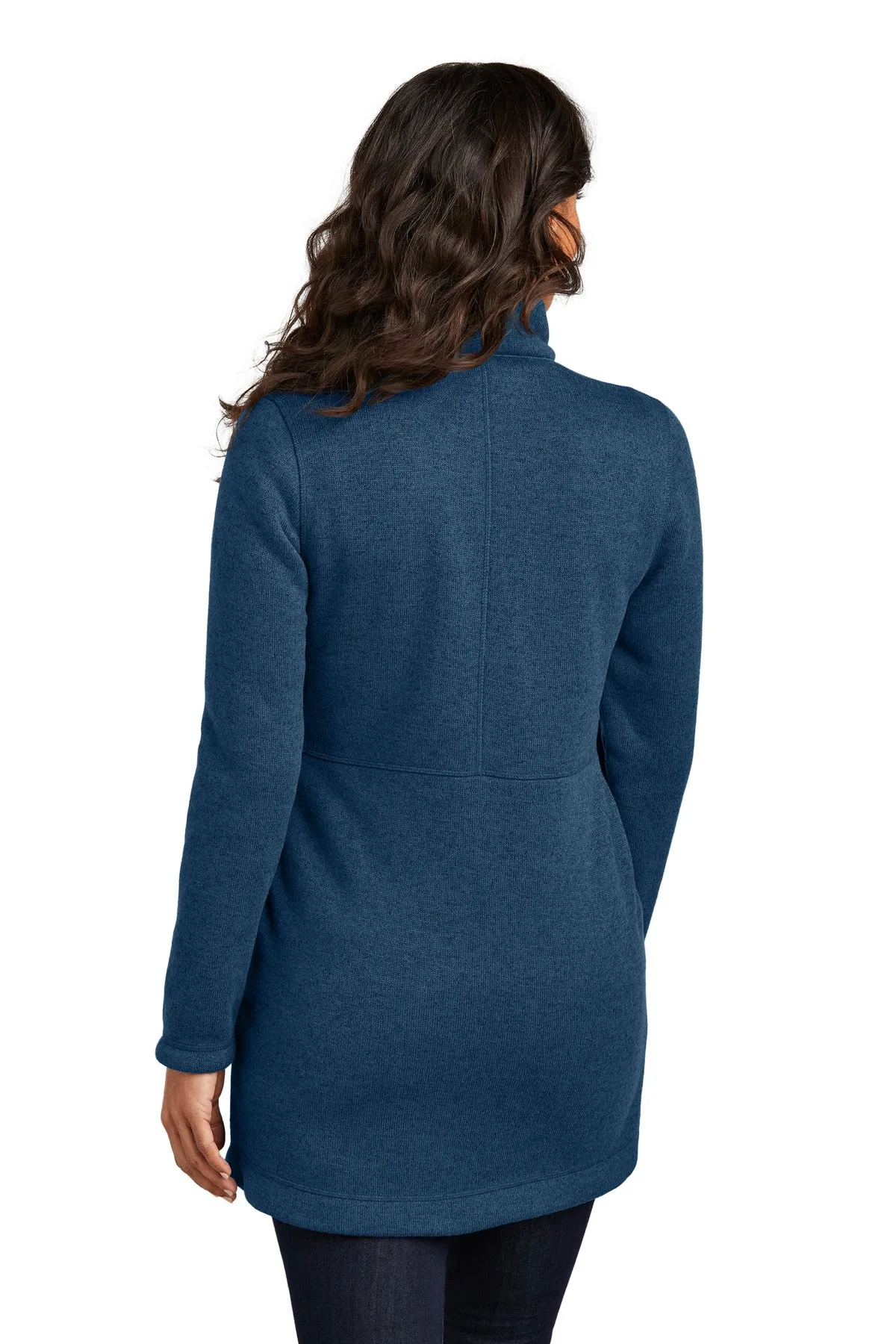 Port Authority Women's Arc Sweater Fleece Long Jacket L425 Insignia Blue Heather