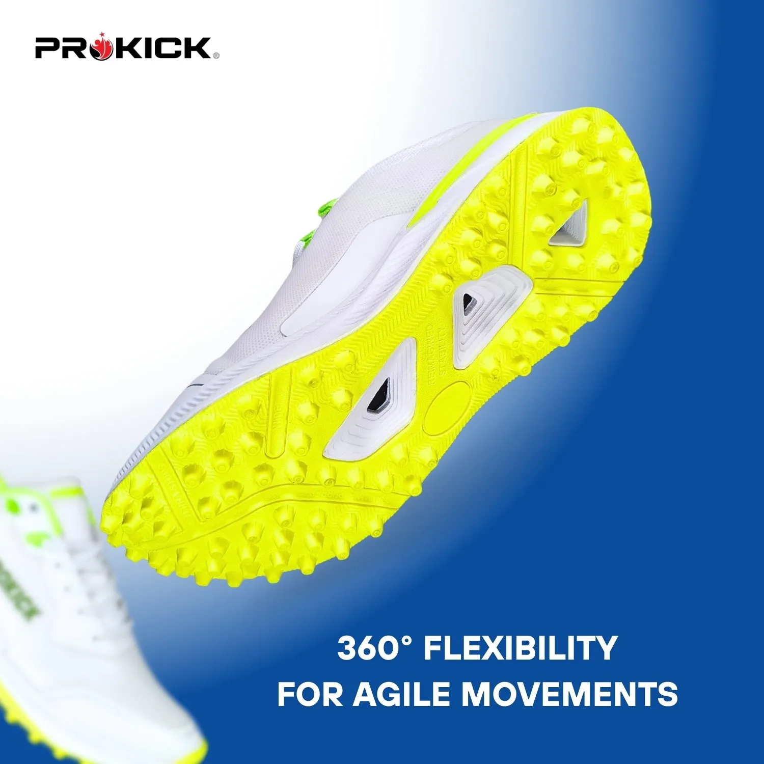 Prokick Fusion 2.0 Cricket Shoes | Lightweight Rubber Shoes | Men's Cricket Footwear | Durable Sports Shoes for Turf & Ground | Anti-Slip Grip | Breathable Comfort