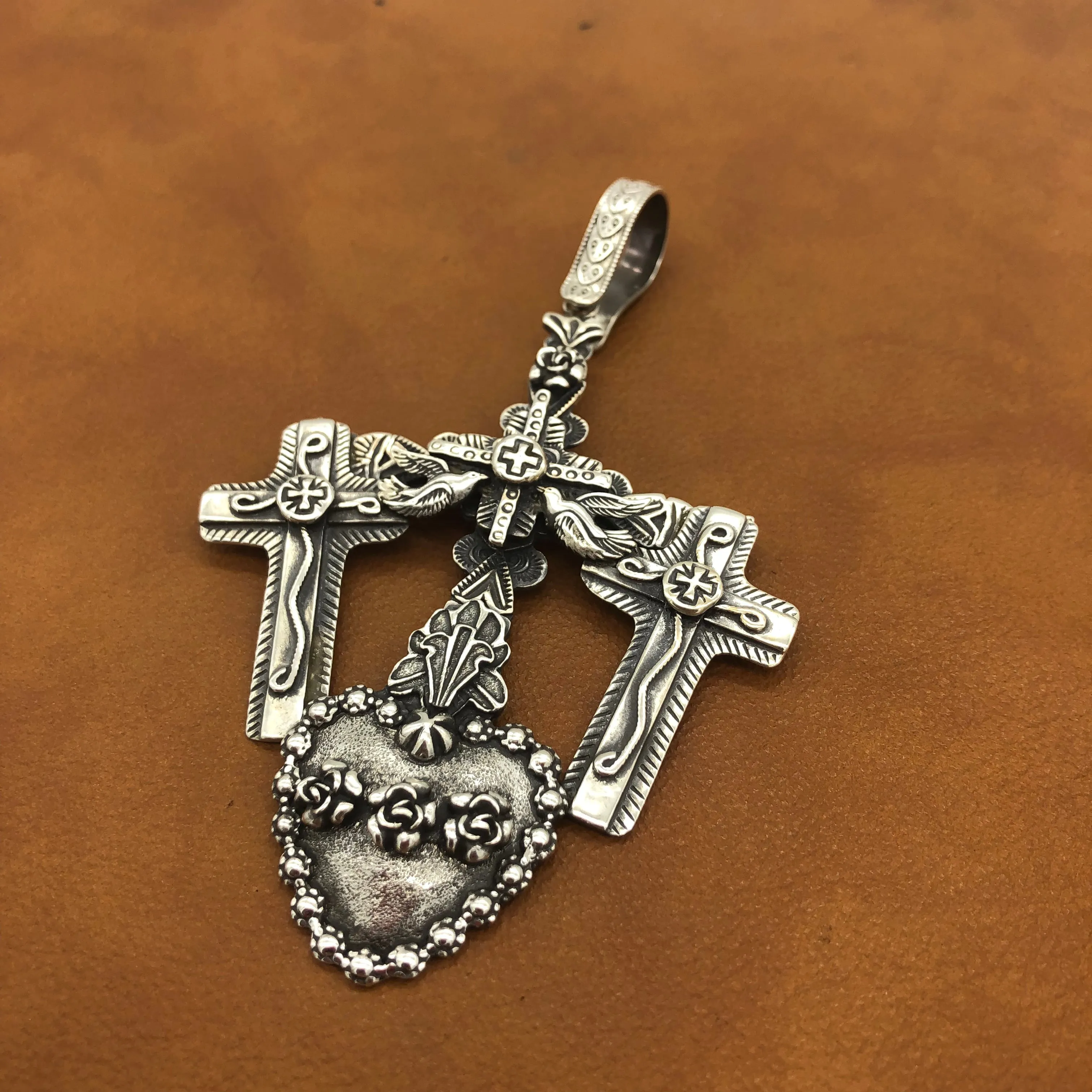 PTH75 Multi Layer Cross Heart Pendant