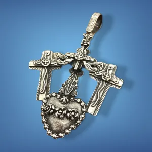 PTH75 Multi Layer Cross Heart Pendant