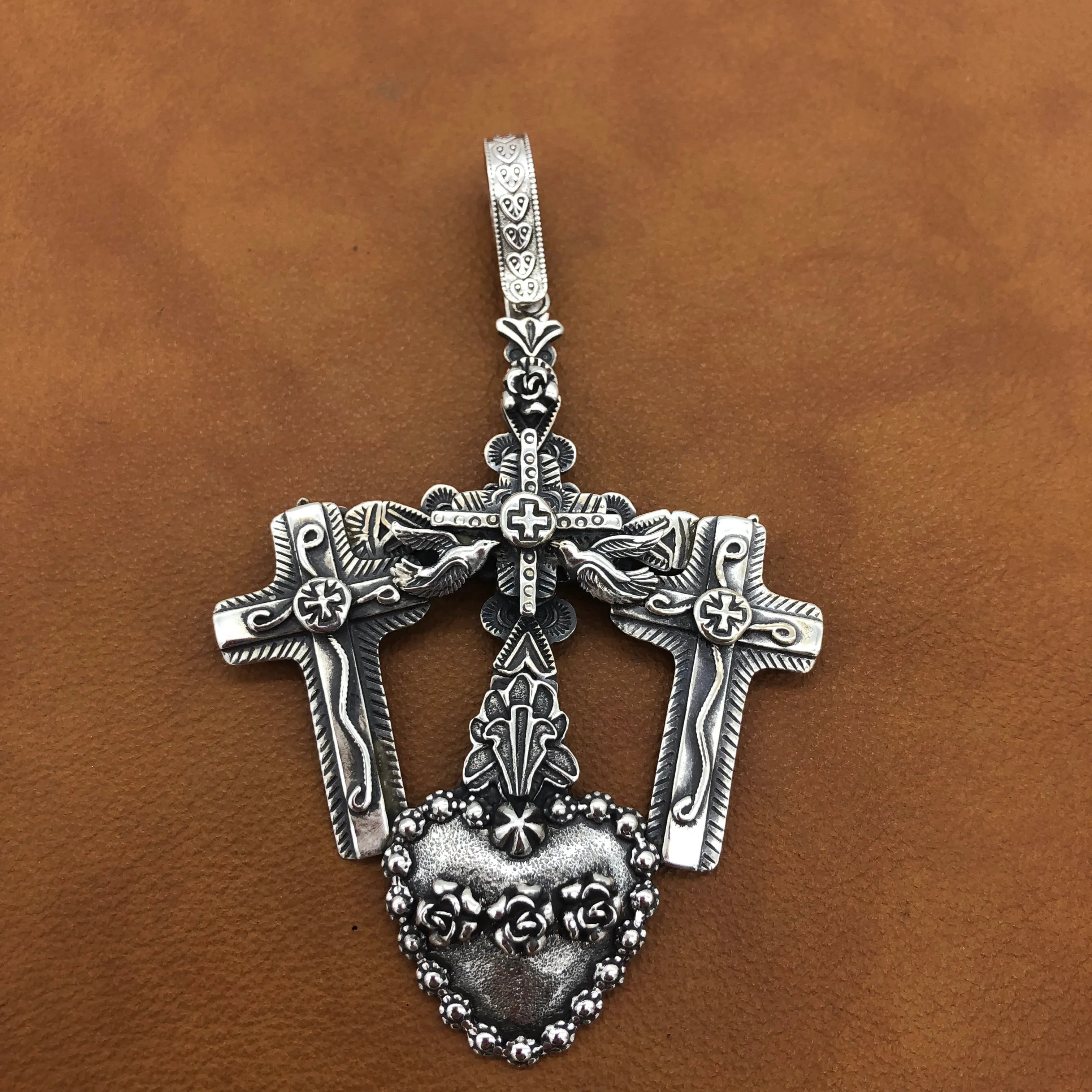 PTH75 Multi Layer Cross Heart Pendant