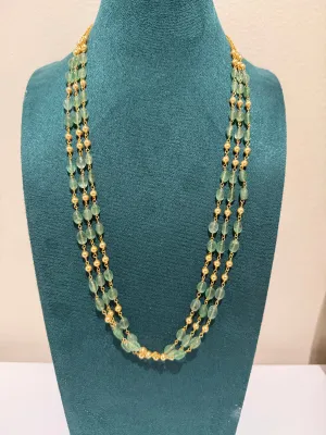 Pure 925 Silver Multi Layer Green Natural Aventurine Necklace / Mala