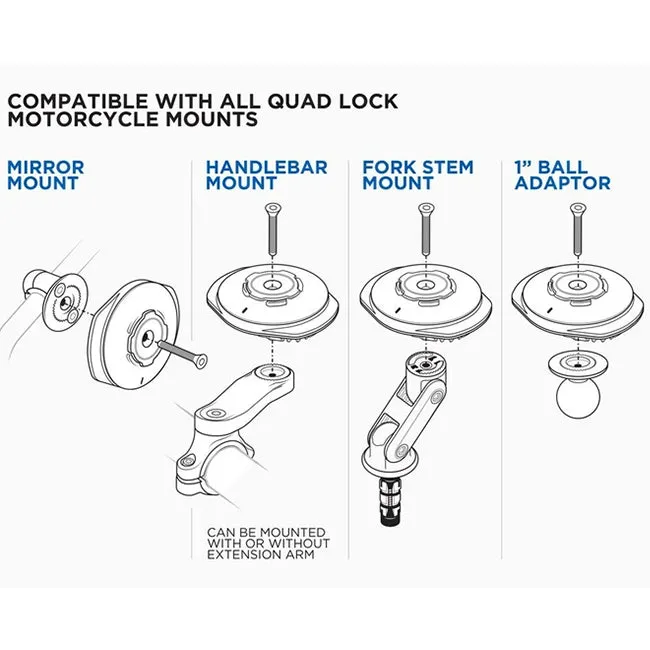 Quad Lock Motorcycle - USB Weatherproof Wireless Head