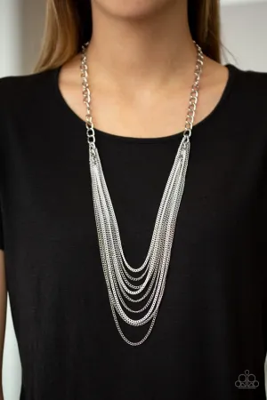 "Rebel Rainbow" Silver Metal & White Metal Multi Layer Long Necklace Set