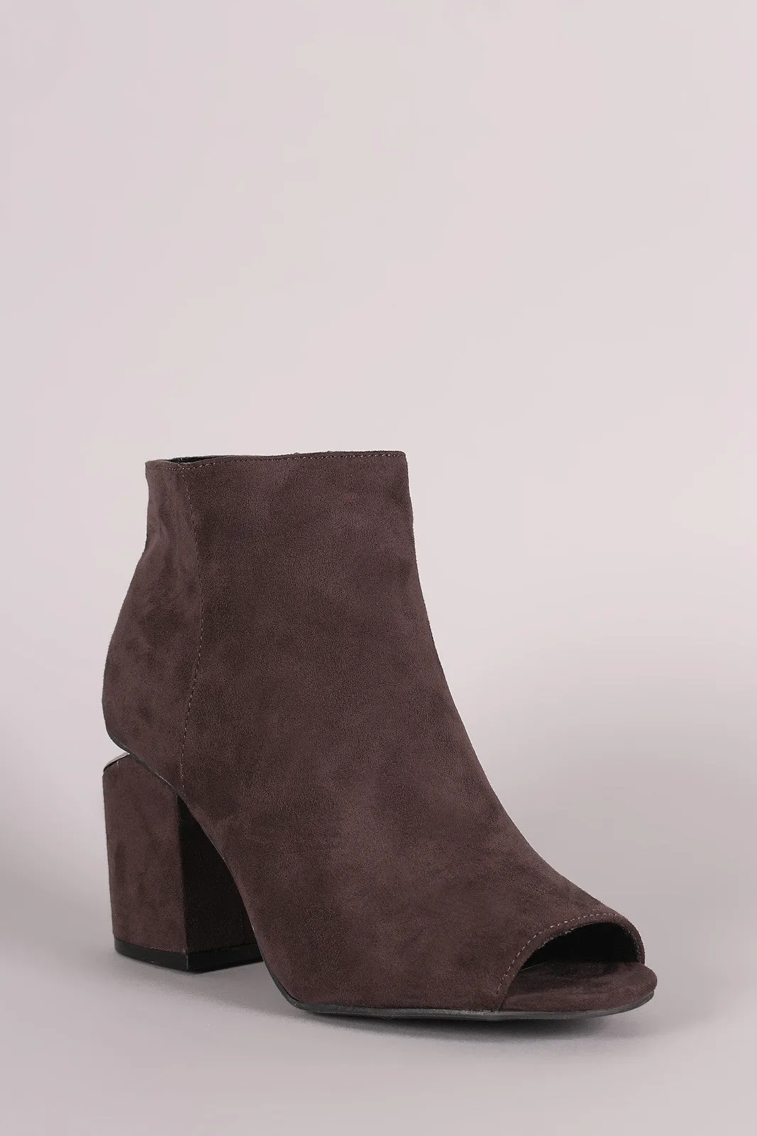Qupid Peep Toe Metallic Slit Booties