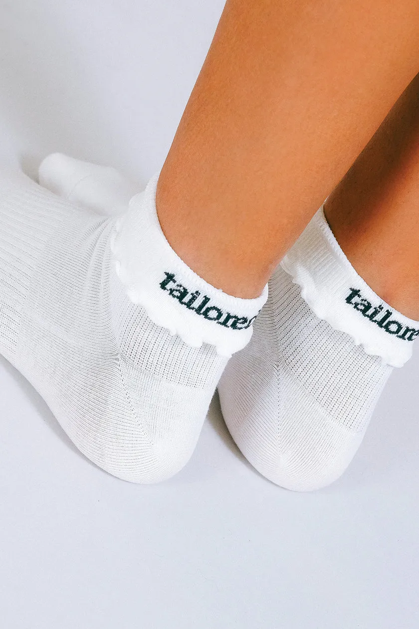 Ruffle Ankle Sock - White