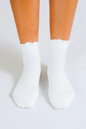 Ruffle Ankle Sock - White