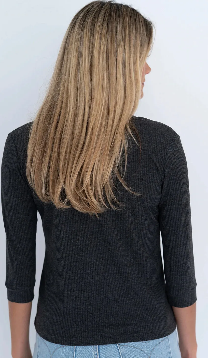 RUNAWAY RIB TEE - CHARCOAL