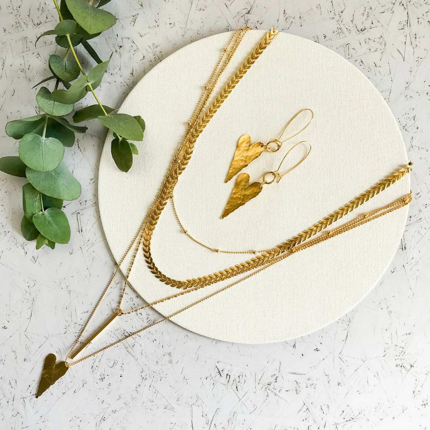 Samantha - Boho multi-layer heart necklace & earrings