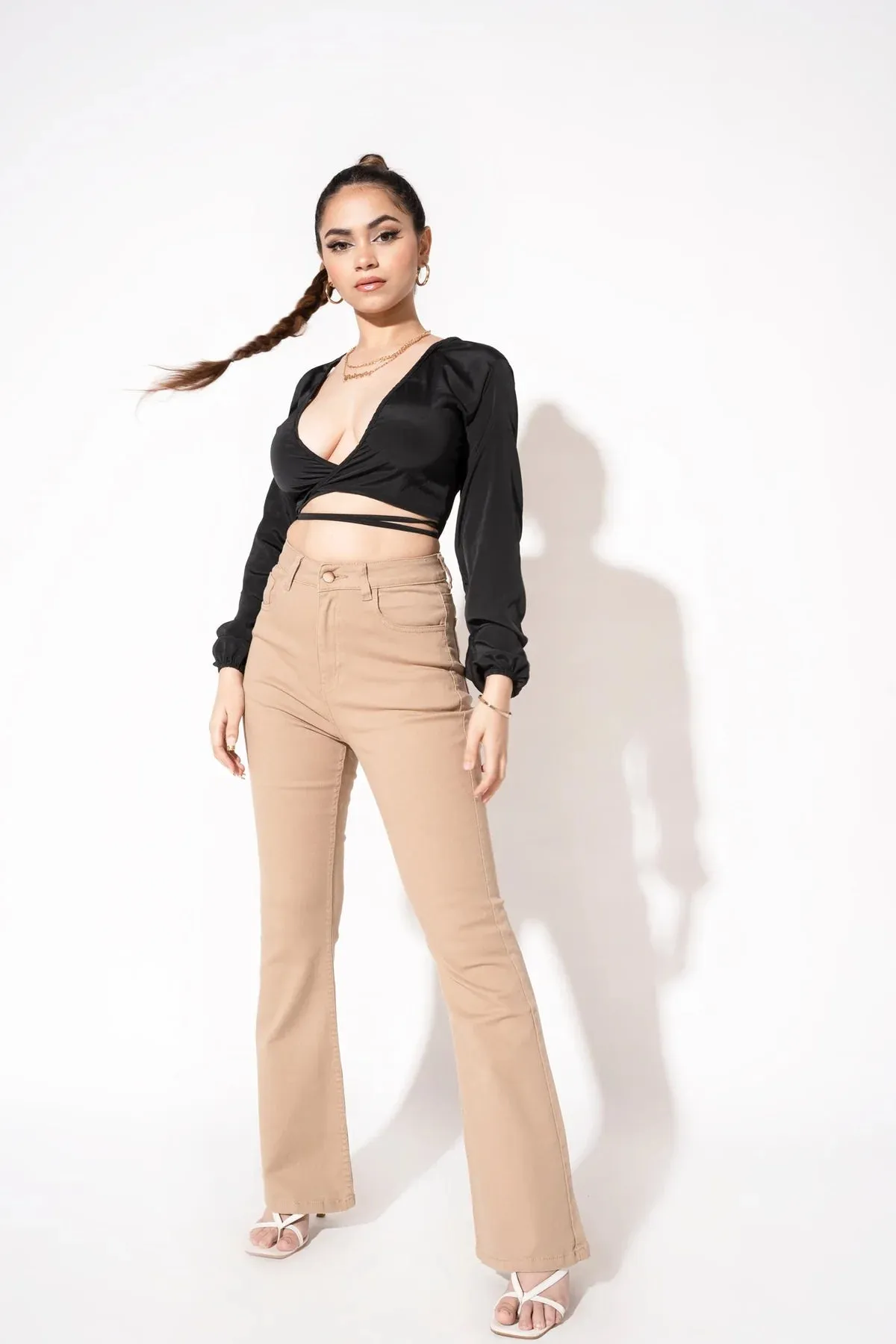 Sand Wash Bootleg High Rise Flare Jeans