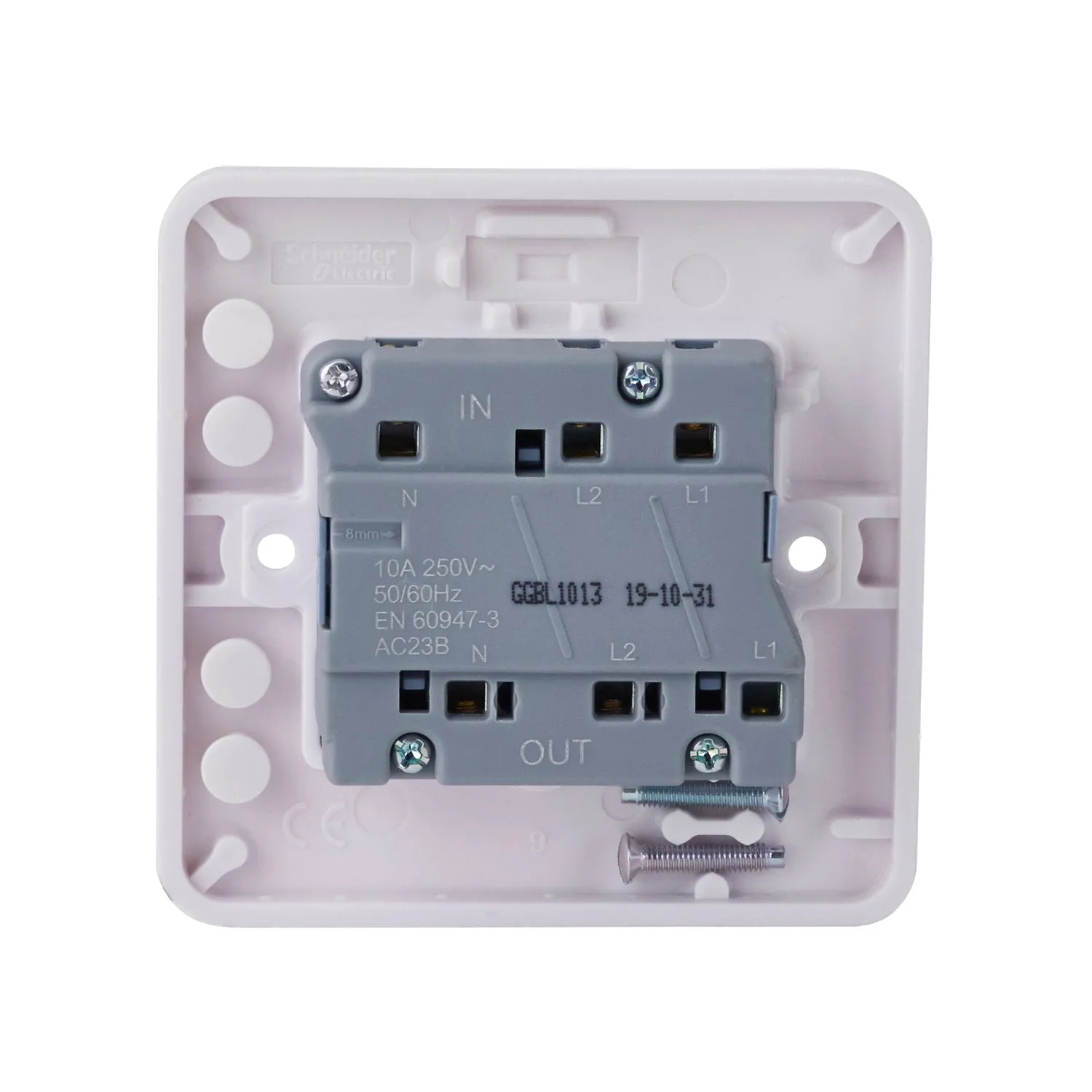 Schneider Electric GGBL1013 Lisse White Moulded 10AX 3 Pole Fan Isolator Switch