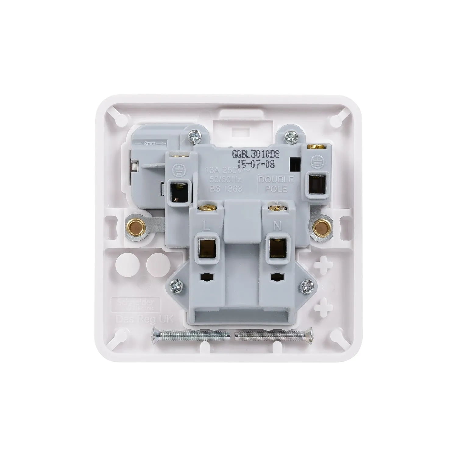 Schneider Electric GGBL3010DS Lisse White Moulded 13A DP 1G Switched Socket (Display Packaged)