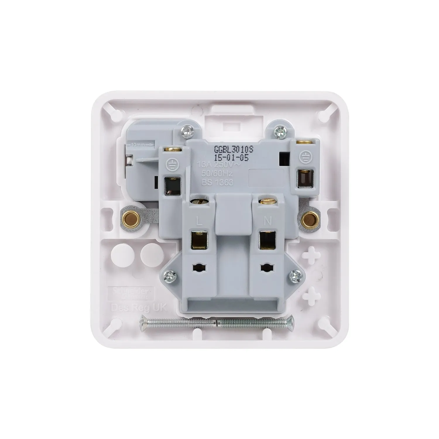 Schneider Electric GGBL3010S Lisse White Moulded 13A SP 1G Switched Socket (Display Packaged)