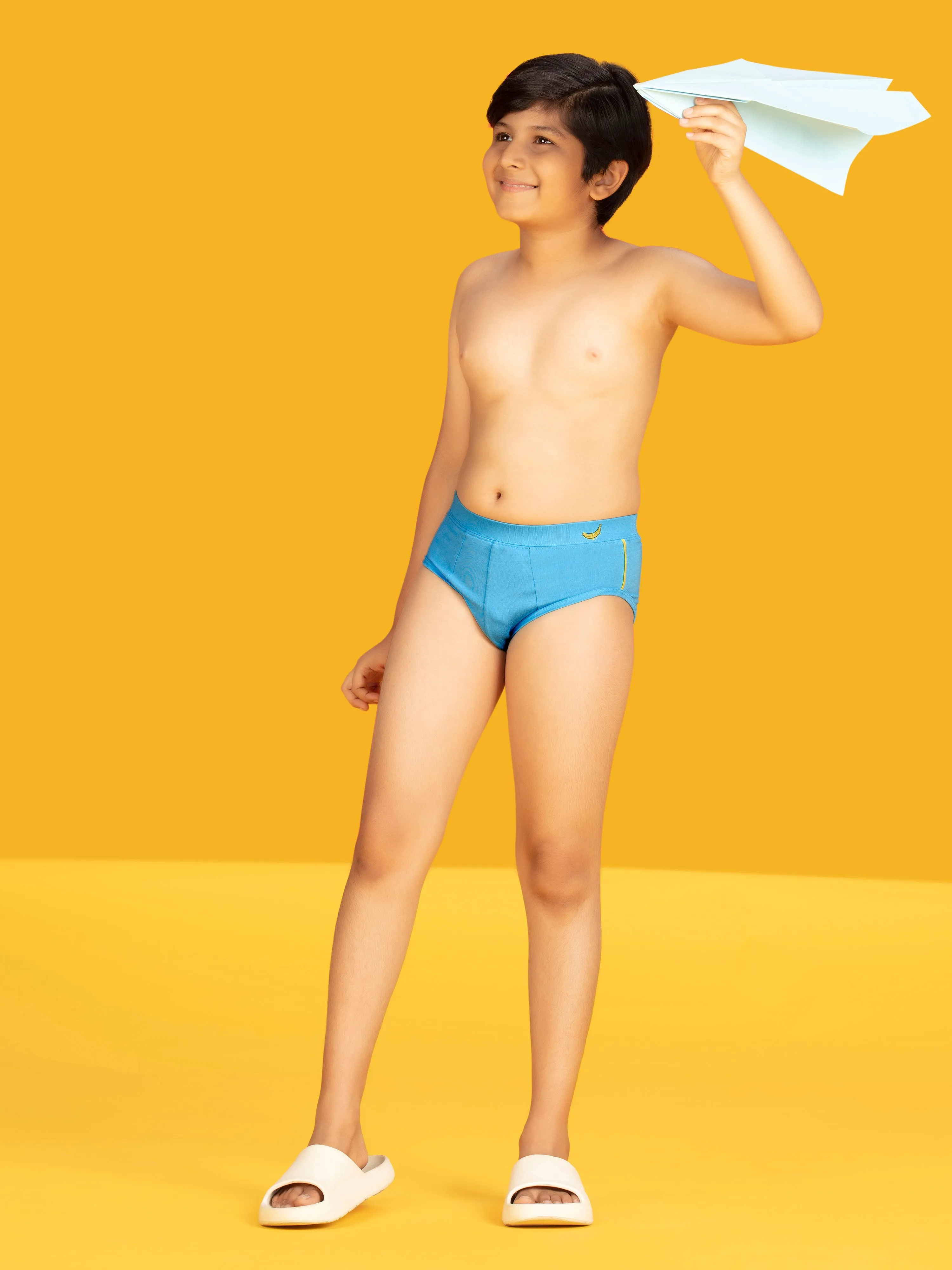 Scribbles Boys Briefs Sky Blue Tencel Modal - Banana