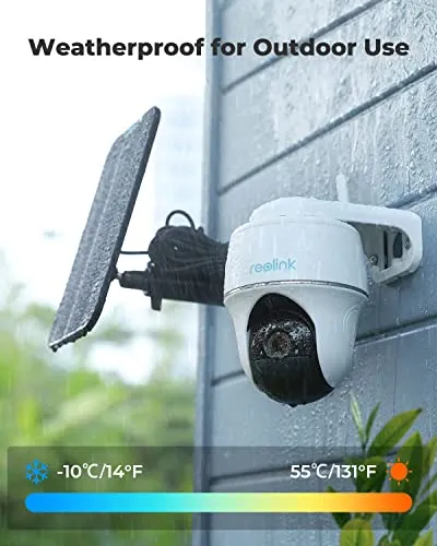Security Camera Wireless Outdoor, Solar Powered WiFi System, Pan Tilt, 2K Night Vision, 2-Way Talk, Works with Alexa/ Google Assistant/ Cloud for Video Surveillance, REOLINK Argus PT w/ Solar Panel