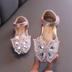 Shiny Butterfly Princess Shoes Exquisite Rhinestone Design Kids Shoes