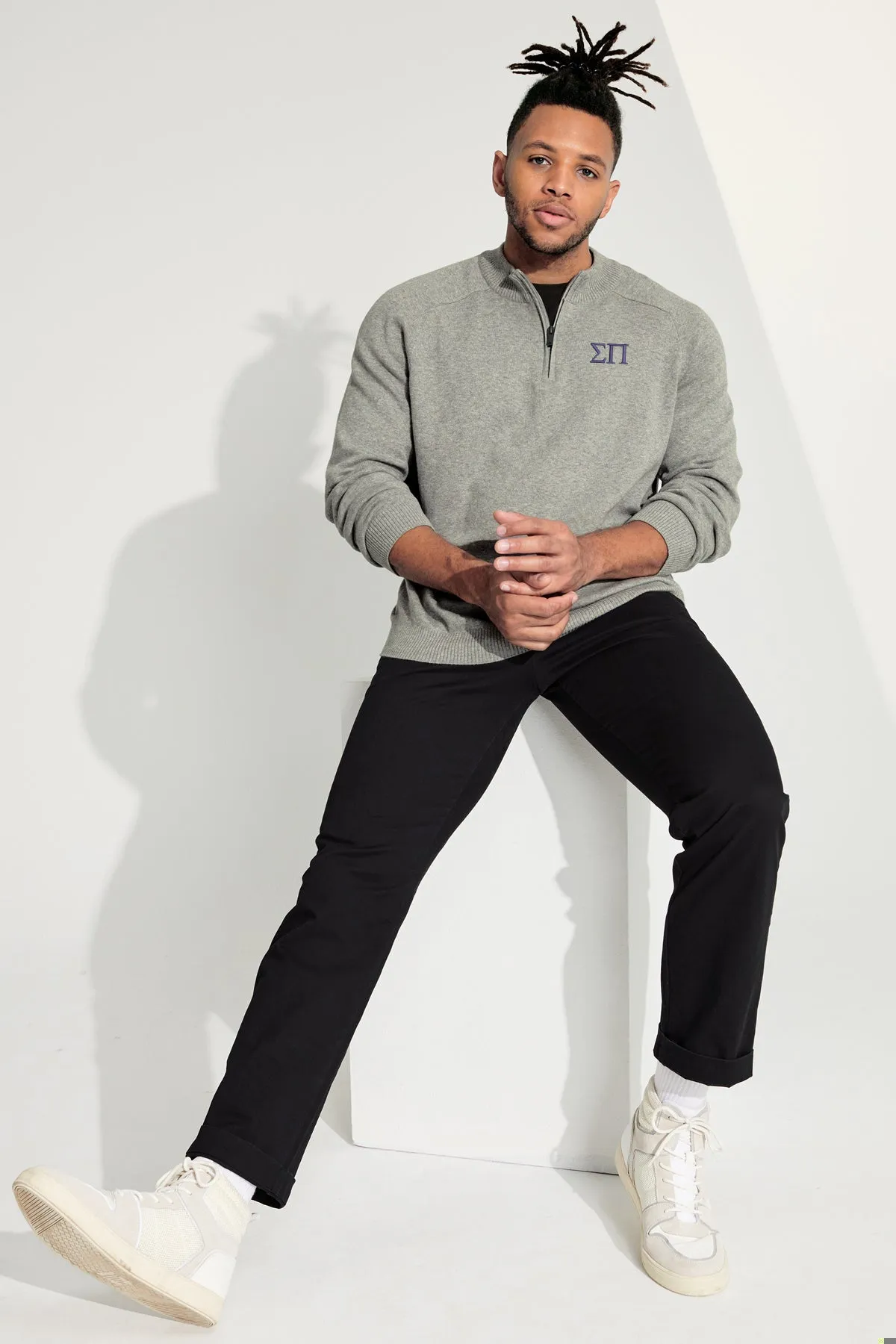 Sigma Pi 1/4-Zip Monogrammed Sweater