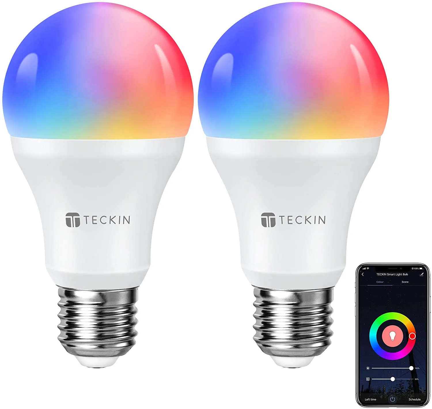 Smart LED Bulb E26,T TECKIN, WiFi Brightness Control,Dimmable MulticoloUr Light, Working with Alexa, Google Home (No Hub Required) (2 pcs) Retails $50 