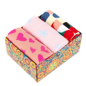 Socktopus - Pink Mix Pastel - Women's 3 pack cotton crew socks one size mix