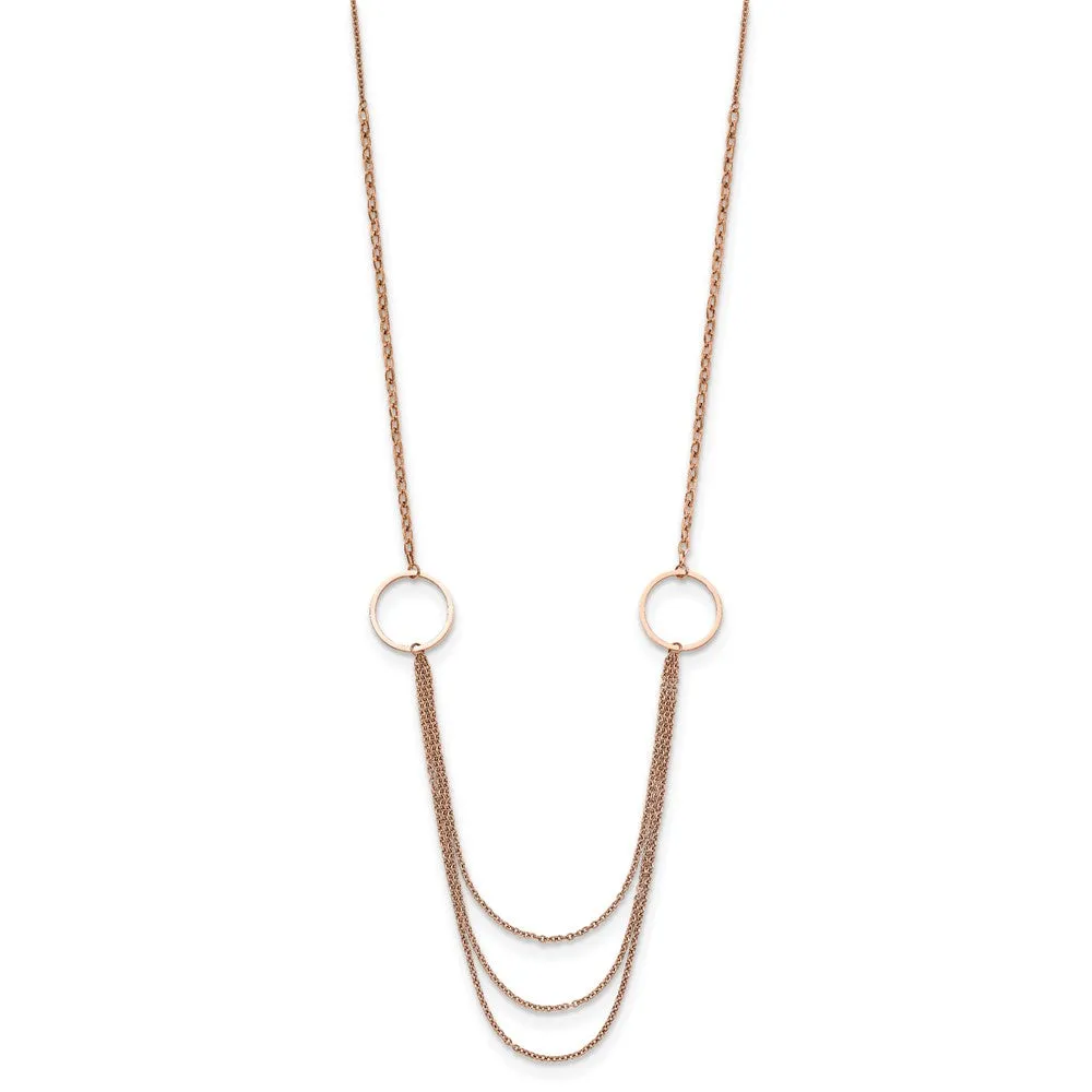 Stainless Steel Polished Rose IP-plated Multi Chain 35.5in Necklace