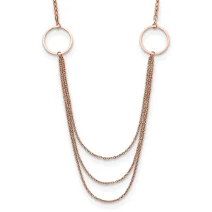 Stainless Steel Polished Rose IP-plated Multi Chain 35.5in Necklace