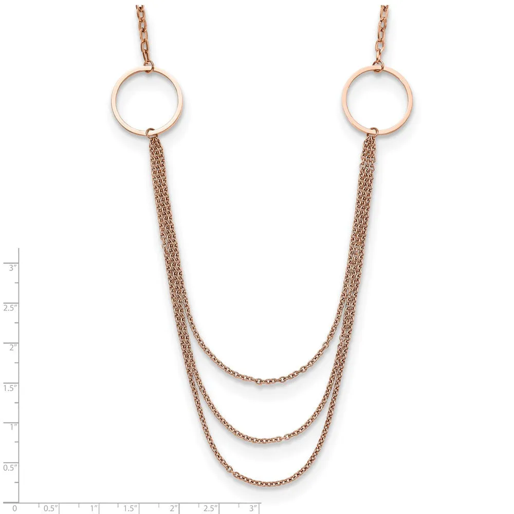 Stainless Steel Polished Rose IP-plated Multi Chain 35.5in Necklace