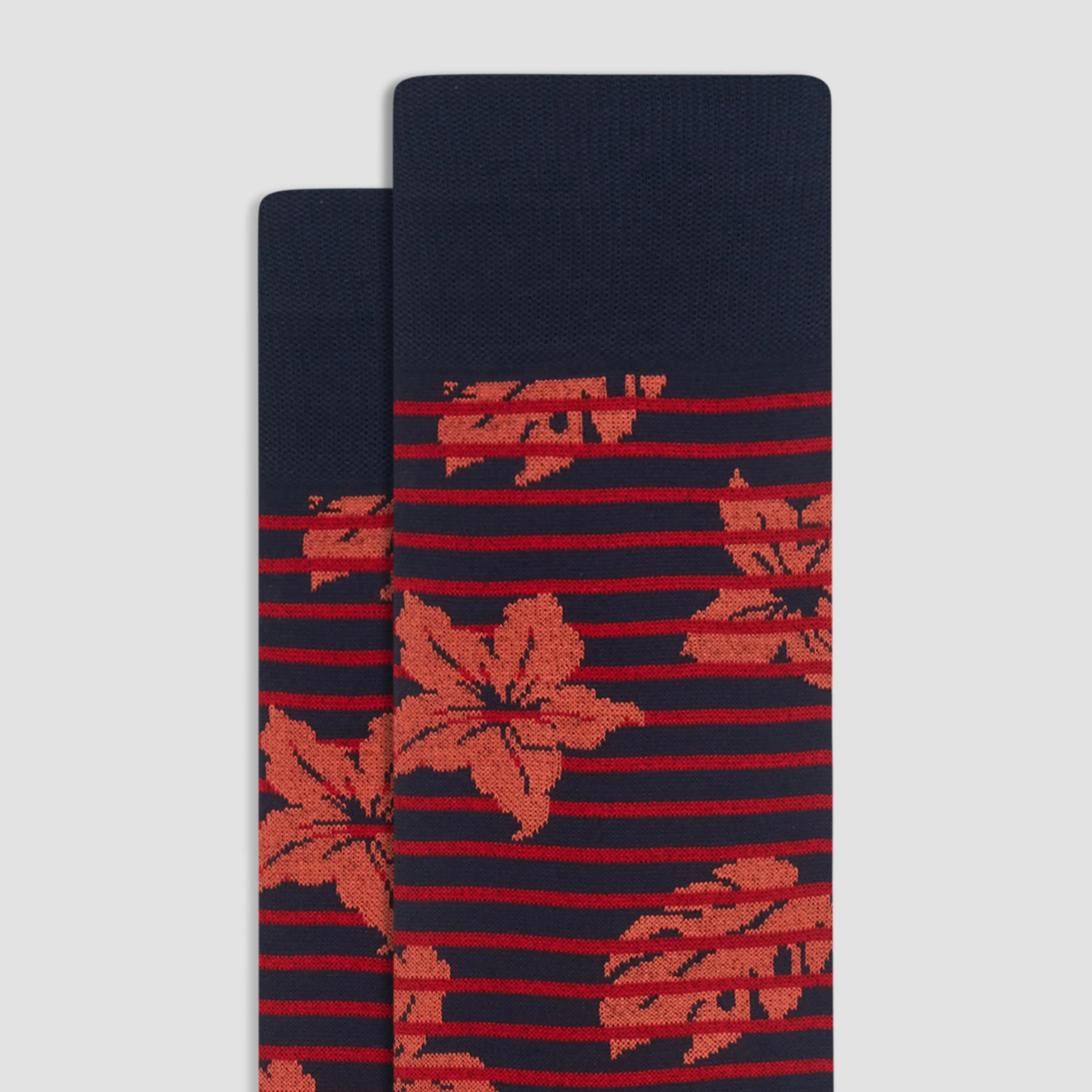 Striped Floral Mid-Calf Socks