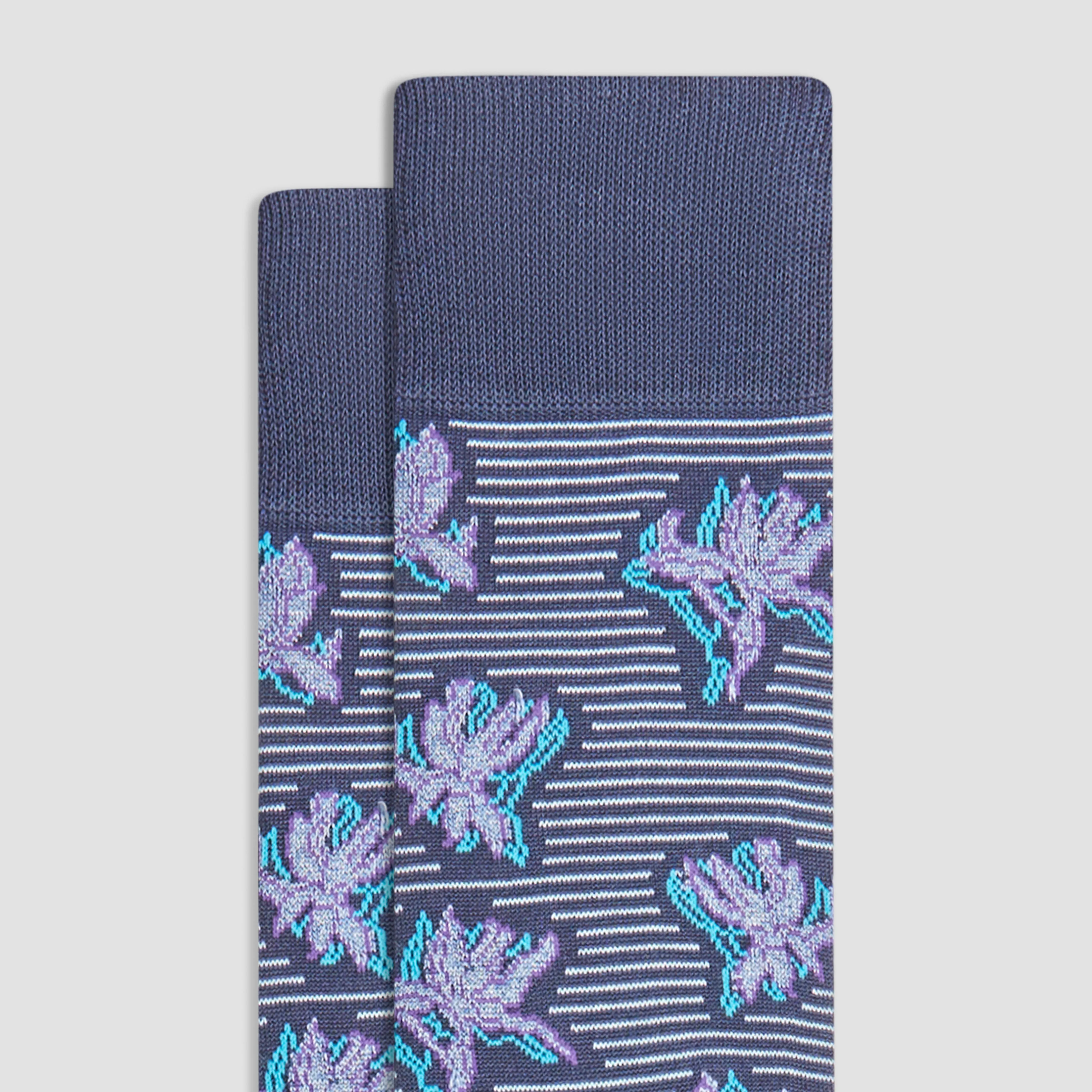 Striped Floral Mid-Calf Socks