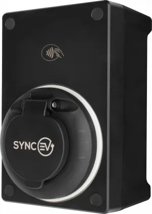 SyncEV Compact Car Charger 7.4kW Type 2 Socketed GSM/WiFi - Black